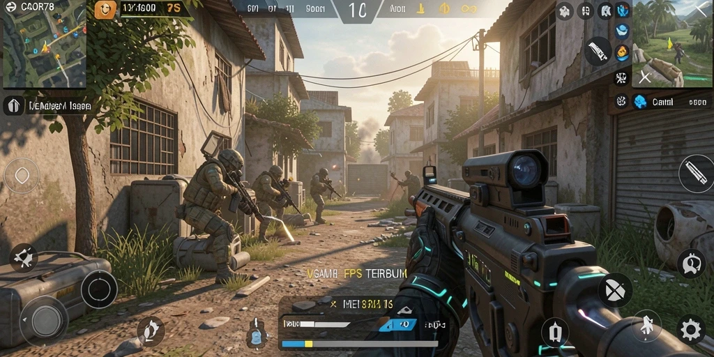 Screenshot menunjukkan aksi menegangkan di CACOR78 saat bertempur dalam mode FPS.