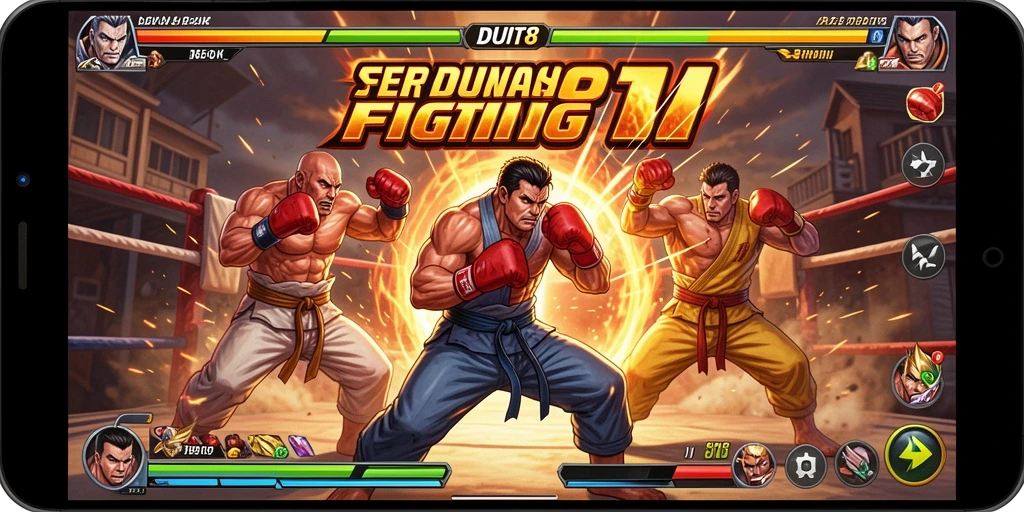 Tampilan seru gameplay Fighting di DUIT8 dengan karakter bertarung.