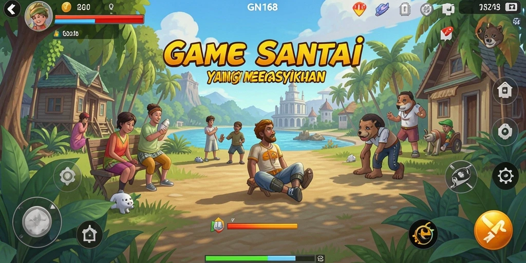 Tangkapan layar gameplay dari GN168 yang penuh warna dan menyenangkan.