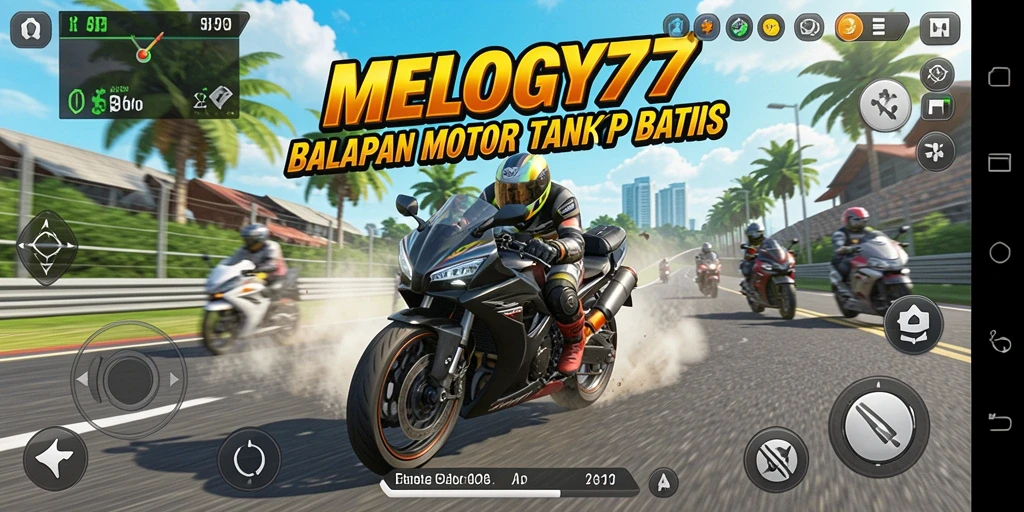 Tampilan gameplay menegangkan di lintasan balap motor.