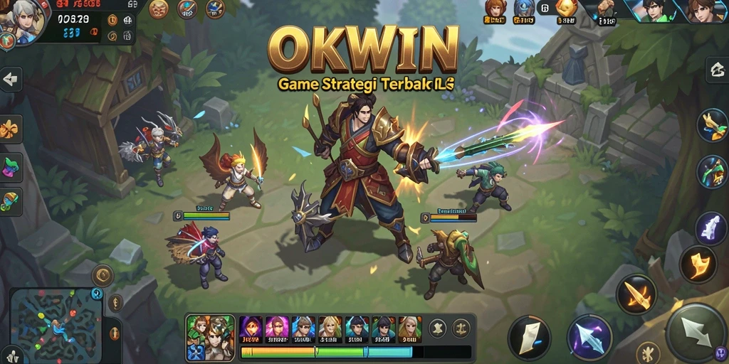 Tampilan gameplay mendebarkan dari OKWIN dengan strategi mendalam.