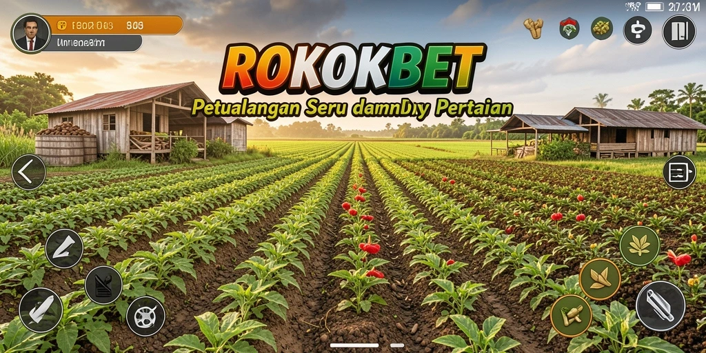 Tangkapan layar ROKOKBET menampilkan gameplay seru di dunia pertanian.