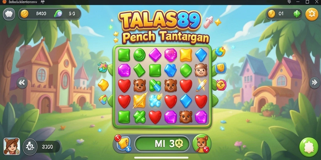 Screenshot TALAS89 menampilkan gameplay seru mencocokkan tiga item.