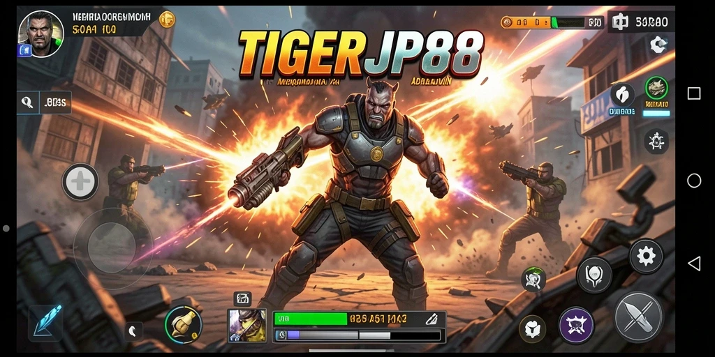 Tampilan gameplay intens dan penuh aksi dari TIGERJP88.